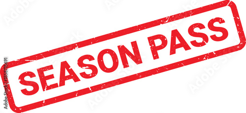 Distressed Red Season Pass Rubber Stamp With Grunge Texture on White Background for Design