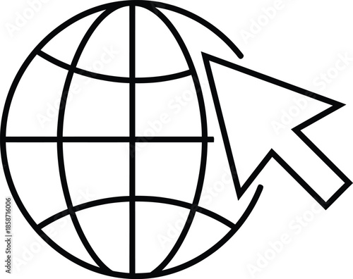 Internet Line Art Vector Icon on White Background