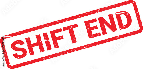 Red Rectangular Shift End Rubber Stamp Isolated on White Background with Grunge Texture