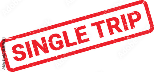 Red Single Trip Rubber Stamp with Distressed Texture Isolated on White Background, Concept of Validity