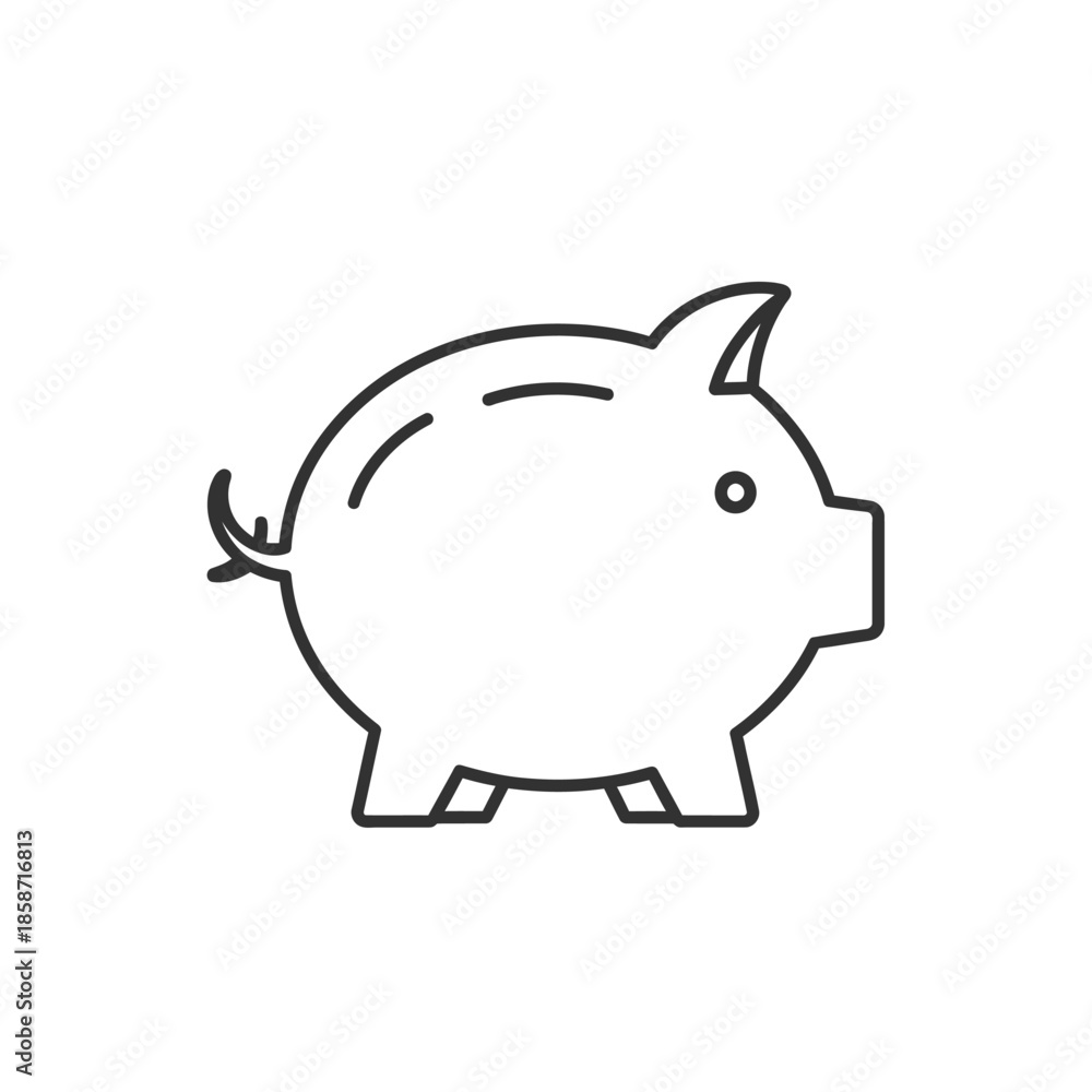 Fototapeta premium Simple Black Outline Piggy Bank Illustration for Financial Saving Concept
