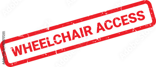 Distressed Red Wheelchair Access Stamp Symbol for Accessibility, Inclusion, and Disability Support. HighResolution Image