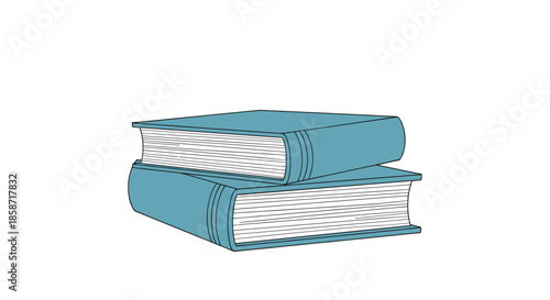 Illustration of two blue hardcover books stacked on top of each other for library and education themes.