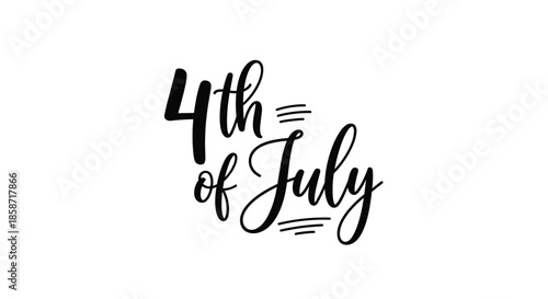 Elegant handwritten calligraphy text 4th of July for American Independence Day celebrations and holiday themes.