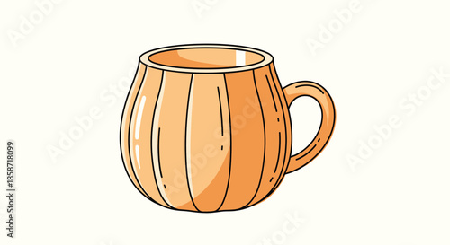 Ceramic mug designed in the shape of a pumpkin with a handle for cozy autumn drinks and seasonal home decor on white background.