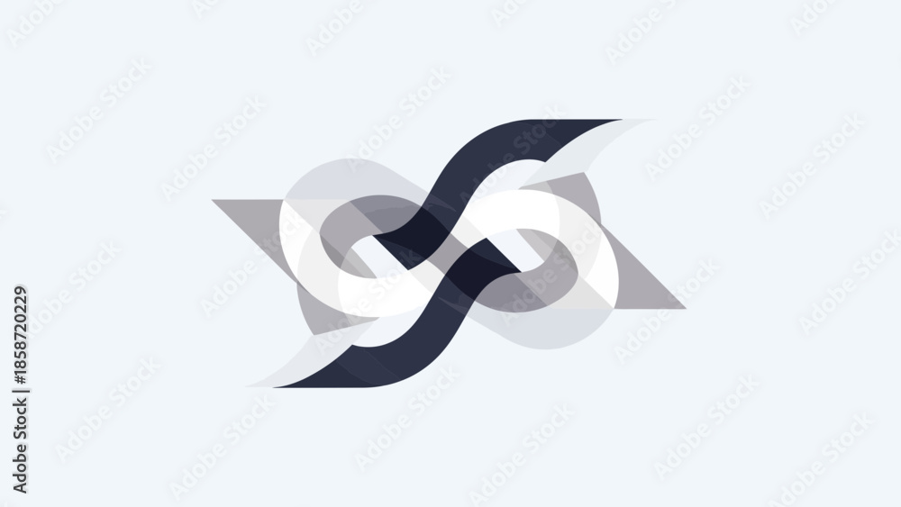 Fototapeta premium Modern intertwined abstract logo design element on white background.