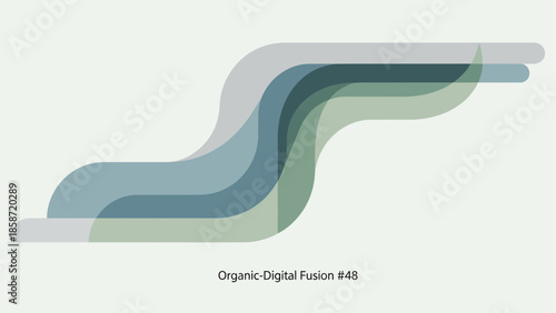 Abstract layered digital art with wavy organic shapes in shades of green and blue.