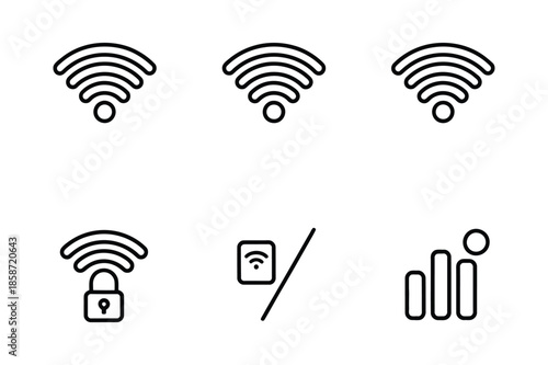 Wireless Connectivity and WiFi Signal Vector Icon Set