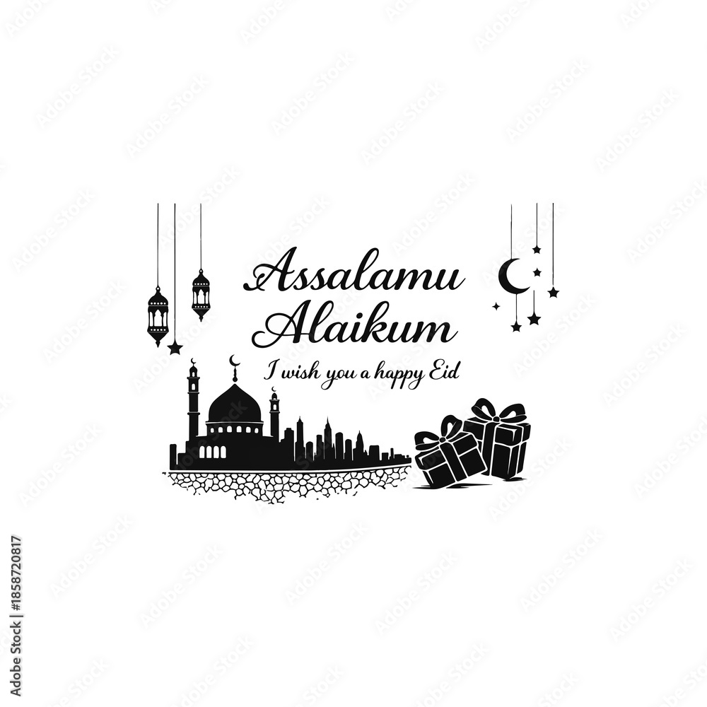 Obraz premium Elegant Eid Greeting Card with English Typography Vector