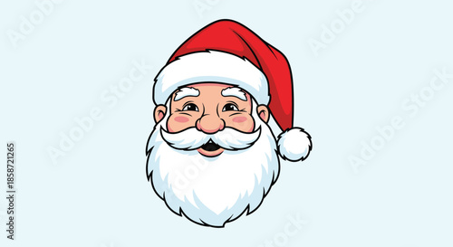 Friendly portrait of santa claus smiling with a big white beard and red hat for festive christmas holiday greetings.