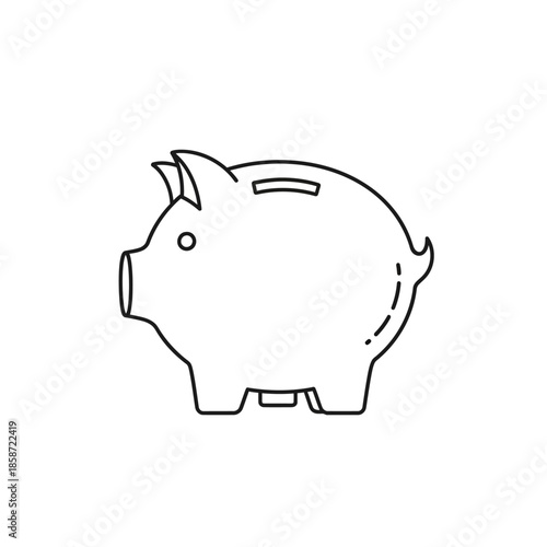 Simple Line Drawing of a Piggy Bank for Saving Money Concept