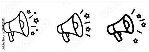 Megaphones with starburst effects for announcements vector.