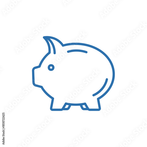 Simple Line Drawing of Piggy Bank for Saving Money Concept