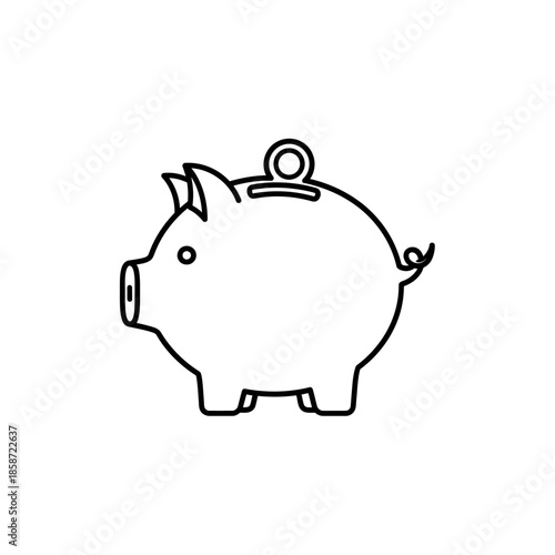 Simple Line Drawing of Piggy Bank for Saving Money Concept