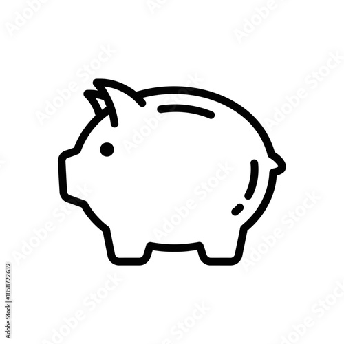 Simple Line Drawing of Cute Piggy Coin Bank for Financial Planning