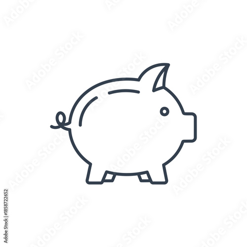 Simple Line Drawing of Piggy Bank Icon for Financial and Saving Concepts