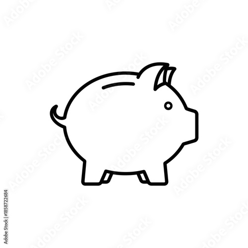 Simple Line Drawing of Piggy Bank for Financial Growth and Savings Concept