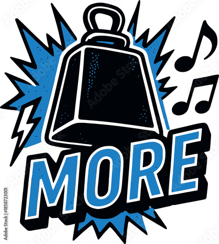 More Cowbell Music Notes Rock Vector Badge Art