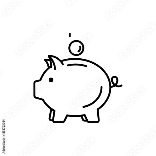 Simple Piggy Bank Illustration with Coin for Financial Savings Concept