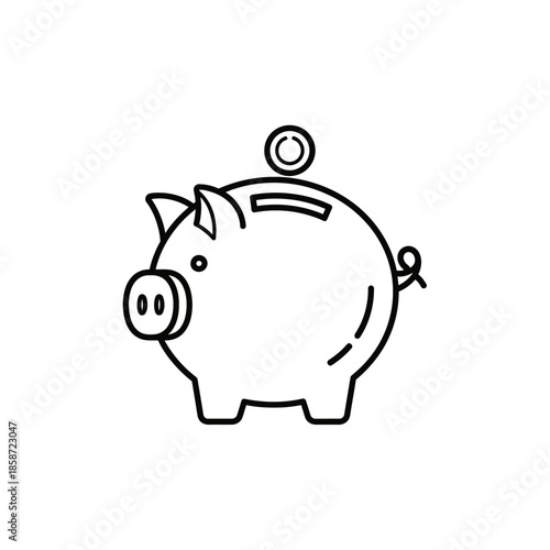 Simple Piggy Bank Illustration with Coin for Saving and Finance Concepts