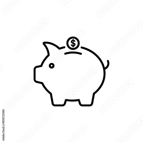 Simple Piggy Bank Illustration with Coin for Savings and Finance Concept
