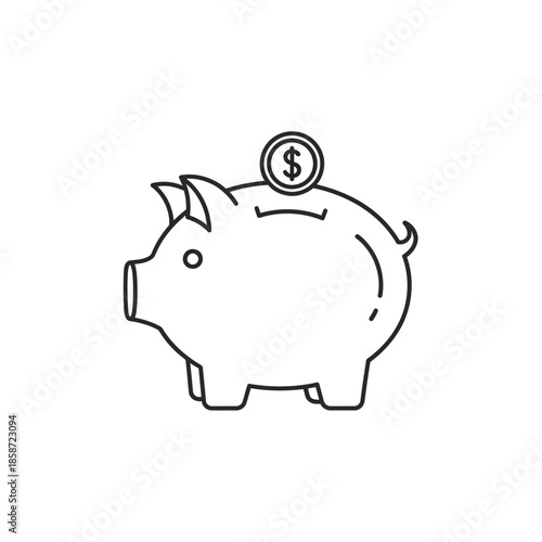 Simple Piggy Bank with Coin for Savings and Financial Growth Concept