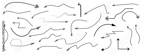 Collection hand drawn arrows. Set simple arrows isolated on white background. Arrow mark icons. Arrow paint - stock vector.