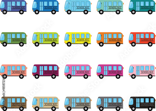 Colorful Buses Illustration.
