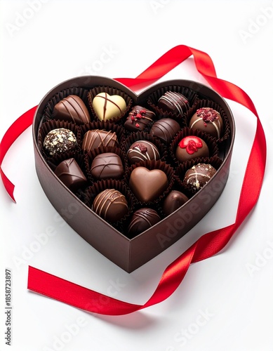 A heart-shaped box of premium chocolates. Generative AI