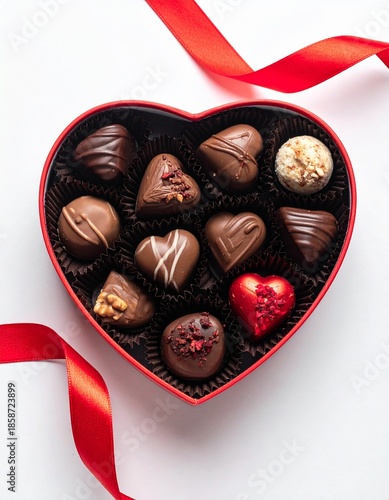 A heart-shaped box of premium chocolates. Generative AI