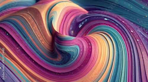 Abstract Swirling Fluid Art with Vibrant Multicolor Waves