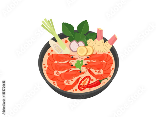 Savory Shrimp Soup Bowl with Aromatic Herbs and Spices