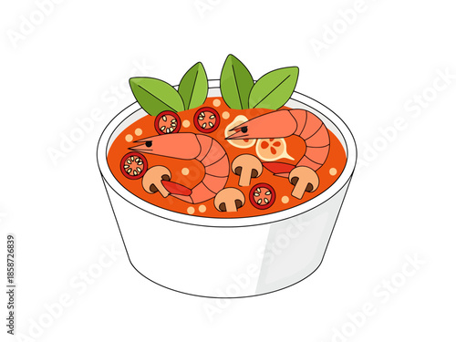 Spicy Shrimp Noodle Soup Dish for Culinary Concepts