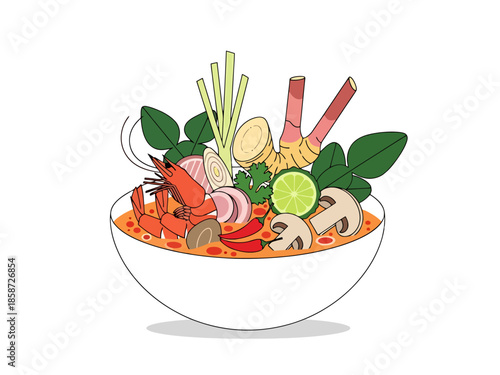 Spicy Shrimp Soup With Lemongrass Lime and Galangal