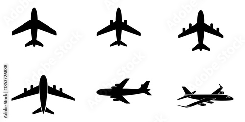 Set of airplane shadow,flat