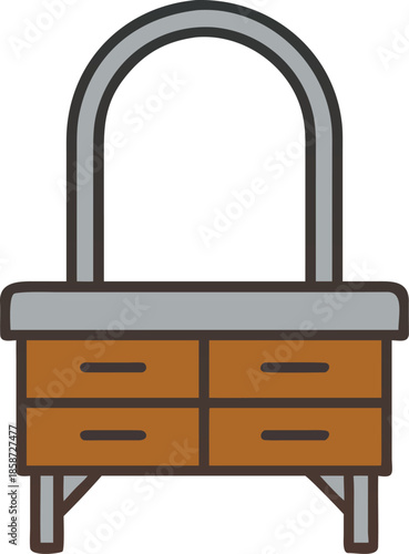 Vector icon of a dressing table on white.