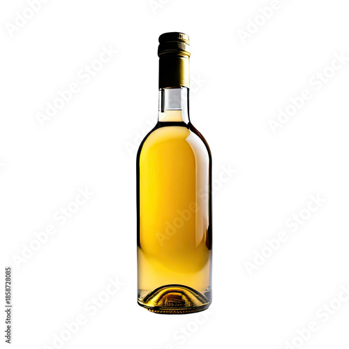 Sleek bottle of golden liquid against a black backdrop