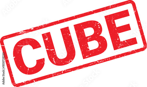 Red Grunge Cube Stamp on White Background, Business Concept Illustration