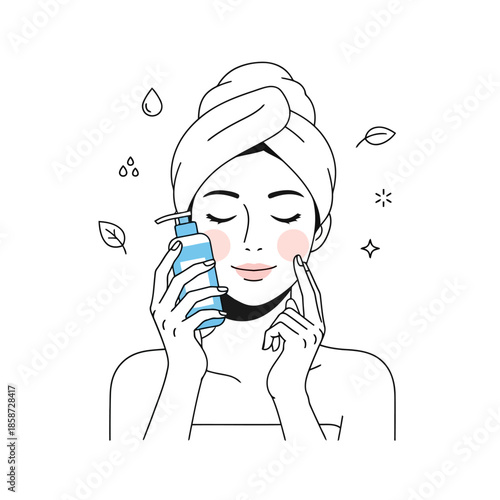 Woman applying face serum illustration