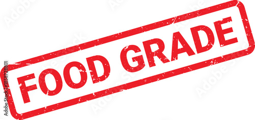 Red Food Grade Rubber Stamp with Distressed Texture on a White Background