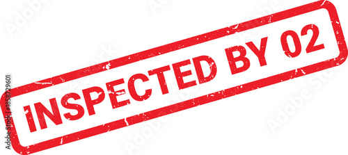 Distressed Red Inspected by 02 Stamp with Rounded Corners on White Background, Image