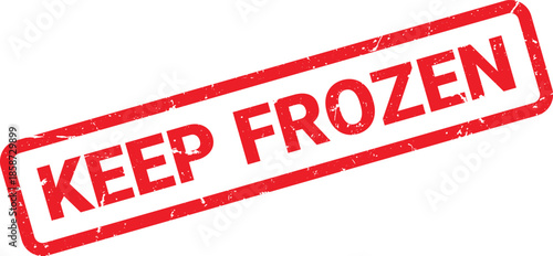 Red Distressed Keep Frozen Stamp on White Background Food Preservation Labeling Illustration
