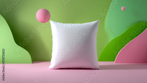 Minimalist pillow on pastel background