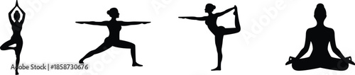 Yoga Poses Silhouettes Collection for Wellness and Balance