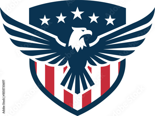 American Eagle Shield Emblem with Stars and Stripes
