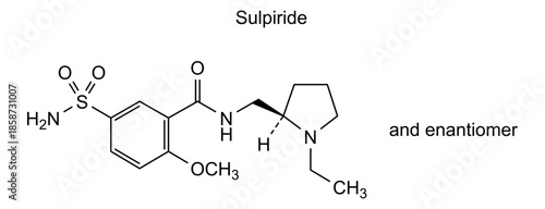 Sulpiride, chemical structure of sulpiride, drug substance