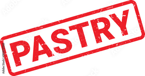 Red Pastry Rubber Stamp with Grunge Texture on a White Background for Design
