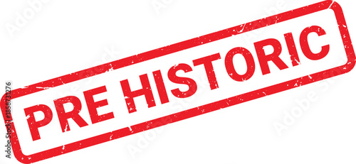 Red Prehistoric Rubber Stamp on White Background with Texture and Diagonal Orientation