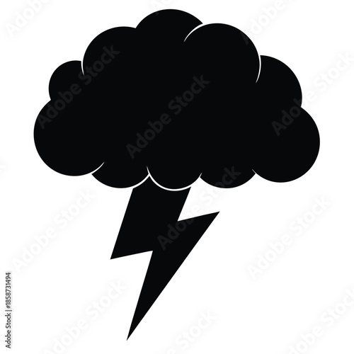 thunder cloud vector on white background