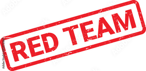 Distressed Red Team Rubber Stamp Impression Isolated on White Background for Security or Sports Designs